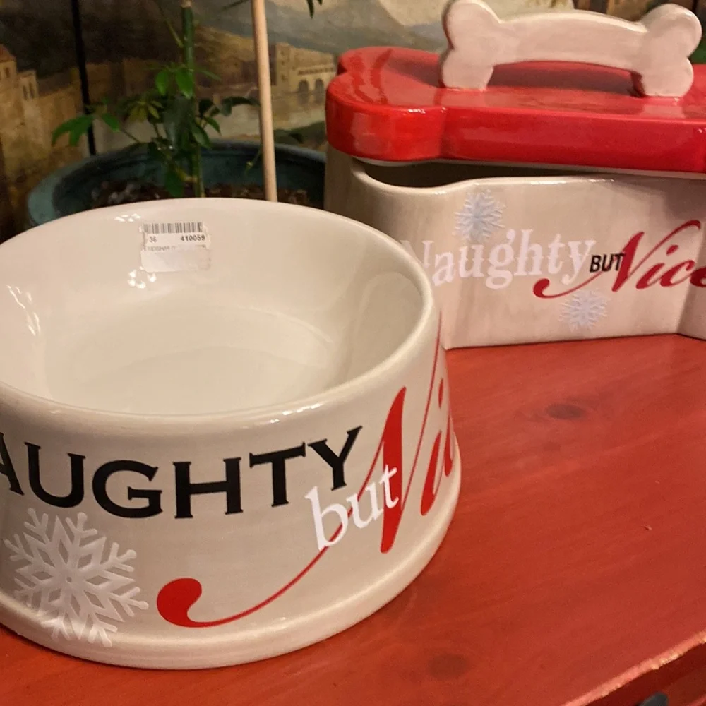 Doggie Christmas Treat Jar & Bowl